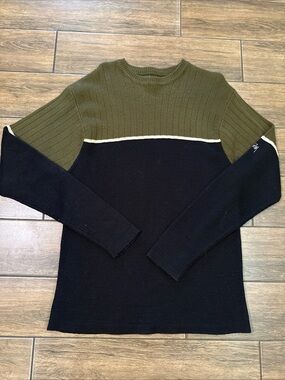 Vintage 90s Stüssy. Block Ribbed Crewneck Knit Sweater XL